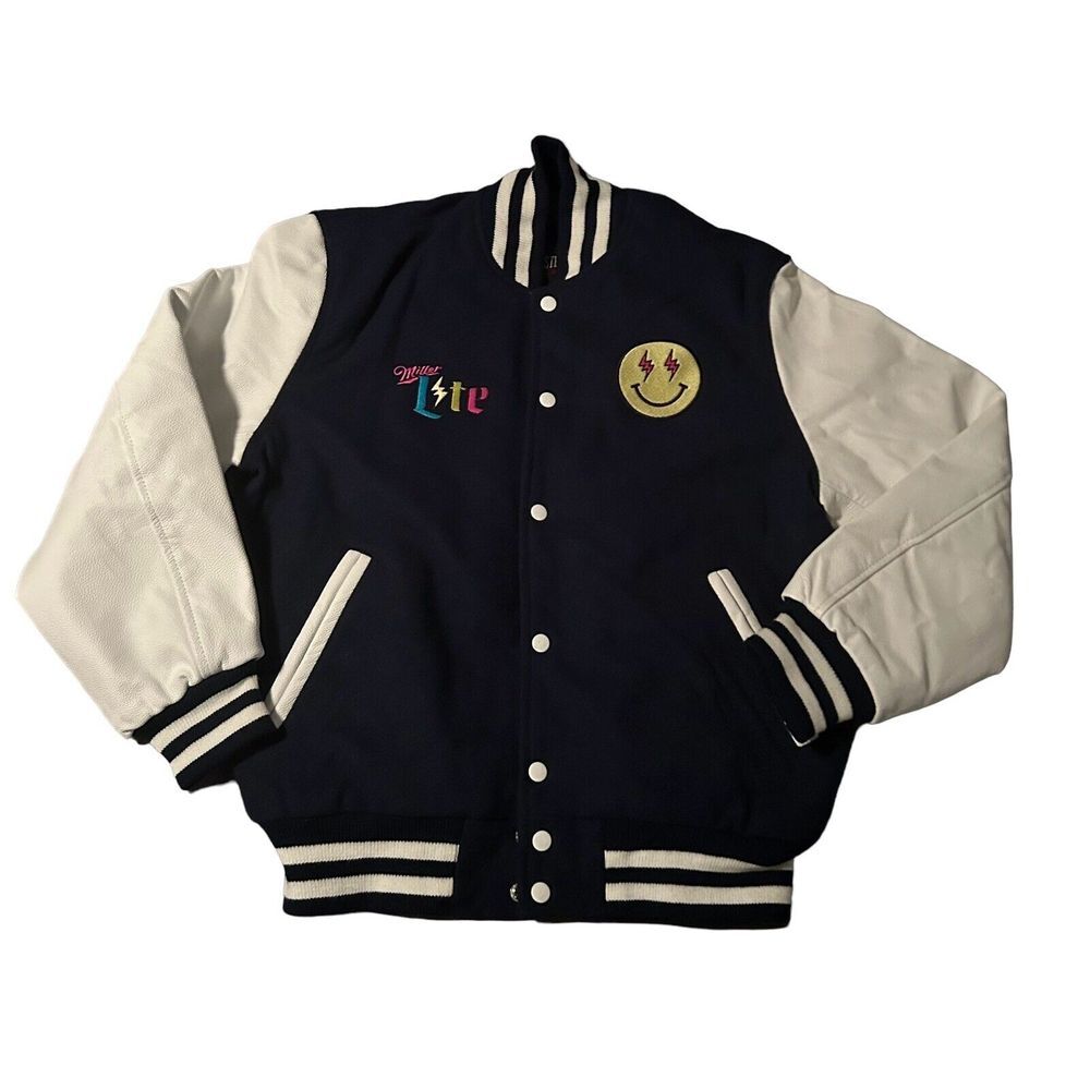 Varsity Jacket, Miller Lite Jacket Blue White NEW Rare!M Stewart & Strauss